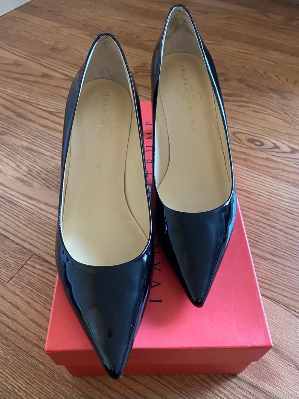 Ivanka Trump Black Patent Pointed Toe Pumps